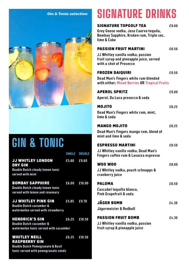 Topgolf Chigwell gin & tonic