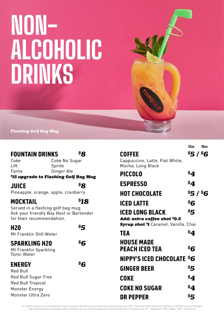 Topgolf Gold Coast Drinks